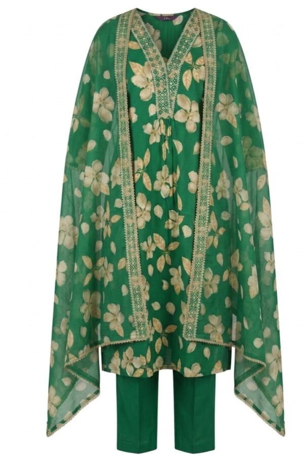 Women Green Floral Suit Set