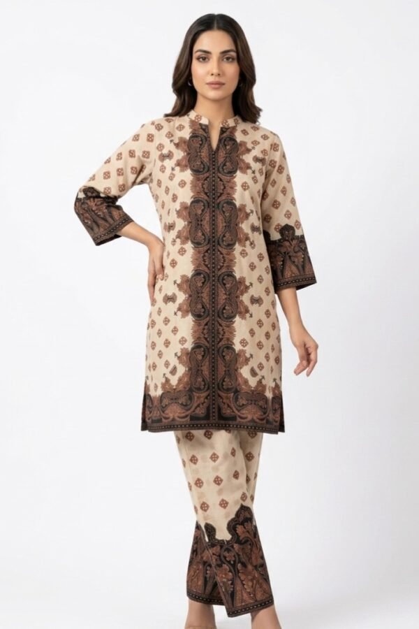 Women Beige Printed Kurta Set