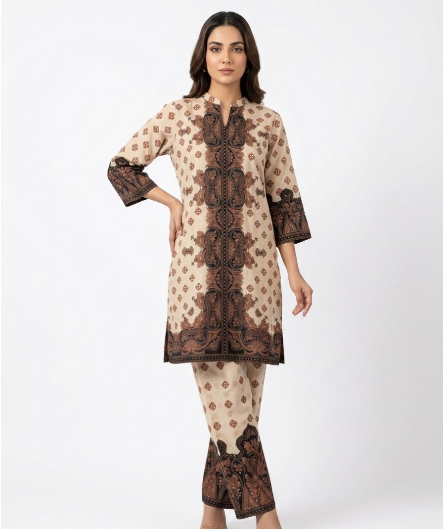 Women Beige Printed Kurta Set