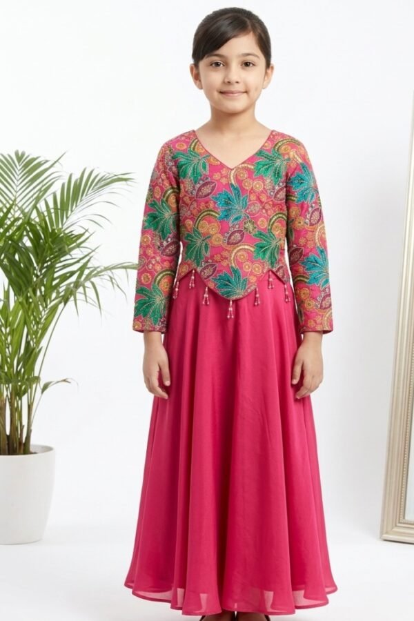 Girls Pink Embroidered Sharara Set