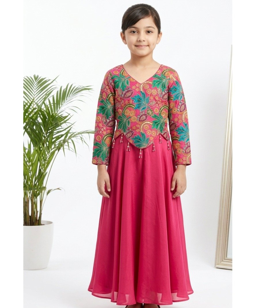 Girls Pink Embroidered Sharara Set