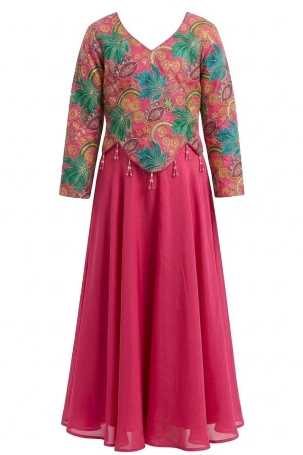 Girls Pink Embroidered Sharara Set