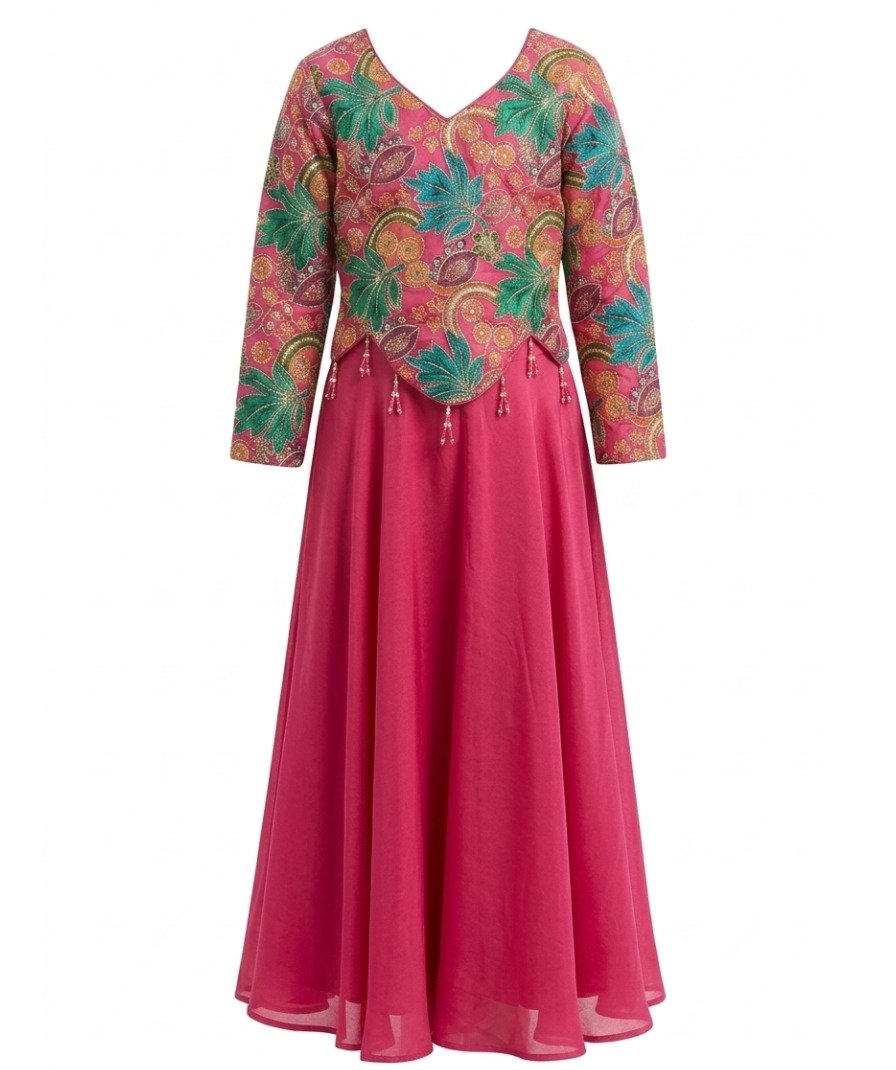 Girls Pink Embroidered Sharara Set - Image 2