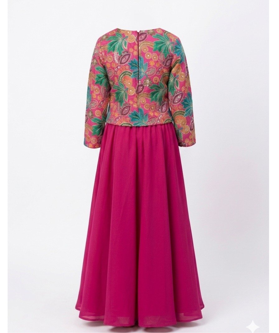 Girls Pink Embroidered Sharara Set - Image 3