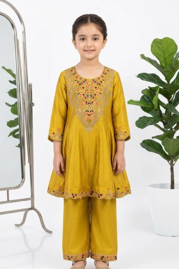 Mustard Embroidered Kurta Set