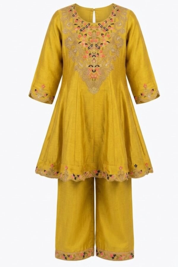 Mustard Embroidered Kurta Set