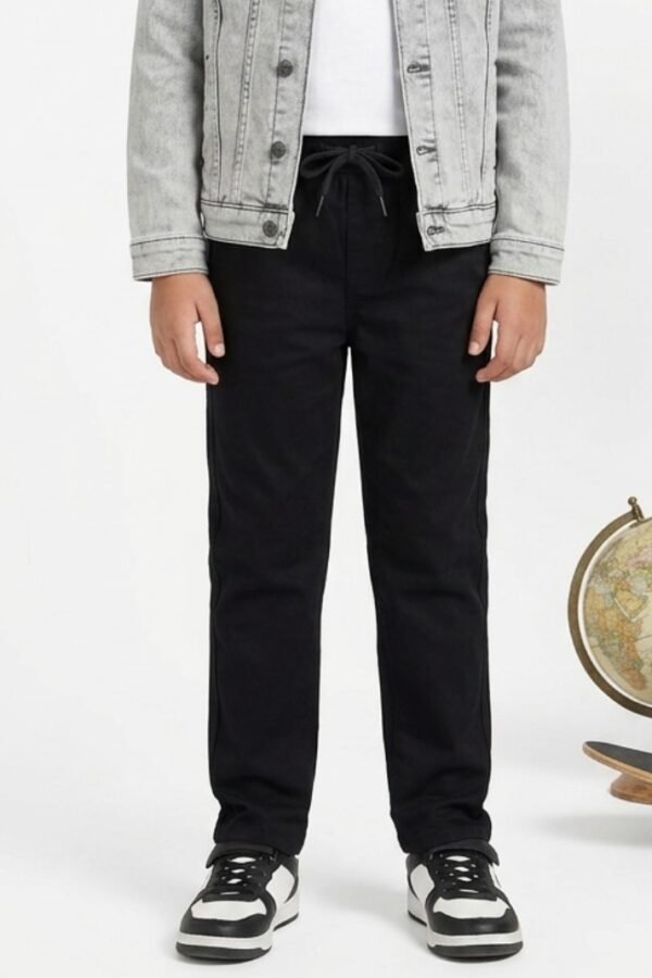 Black Elasticated Casual Trousers