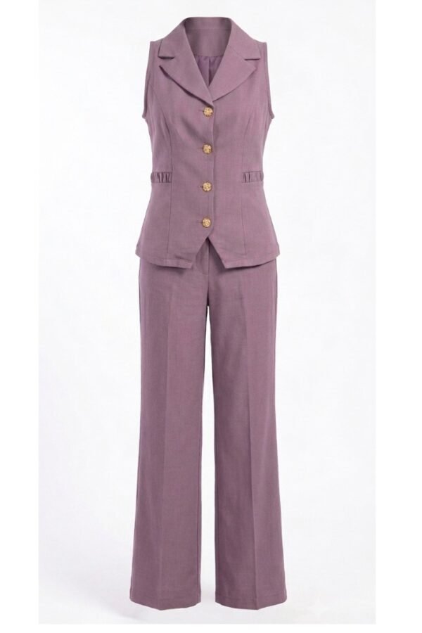Mauve Sleeveless Blazer Trouser Set
