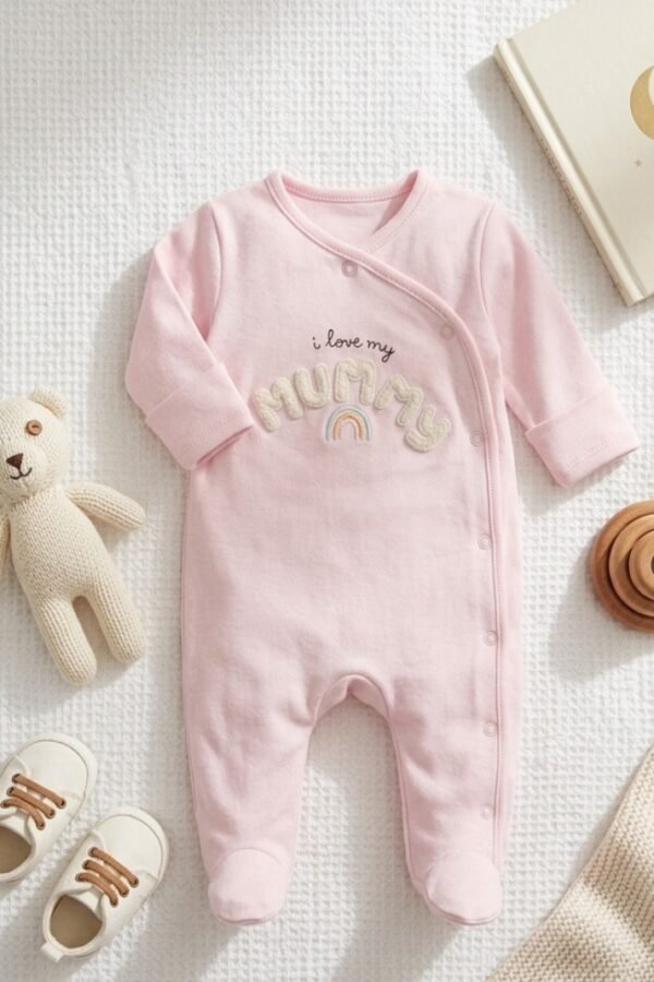 Pink Mummy Slogan Baby Onesie