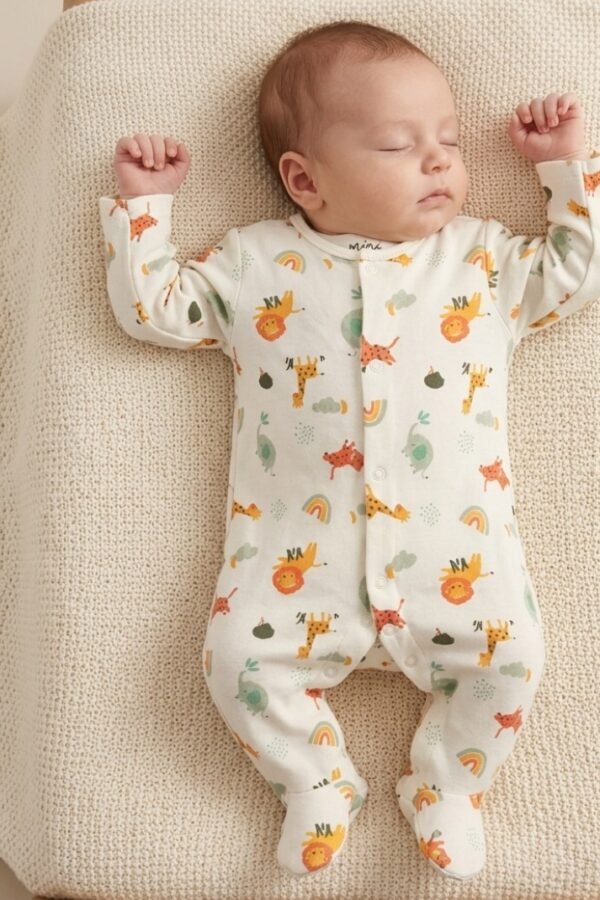Printed Animal Pattern Baby Onesie