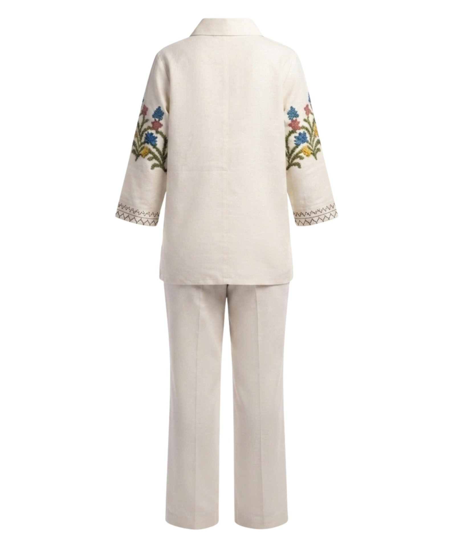 Women's Off-White Floral Embroidered Co-Ord Set - Image 4