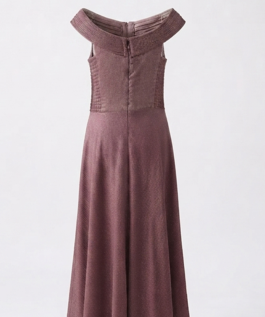 Girls Maroon Solid Party Wear Cap Sleeve Sweetheart Neck Maxi Dress - Image 3