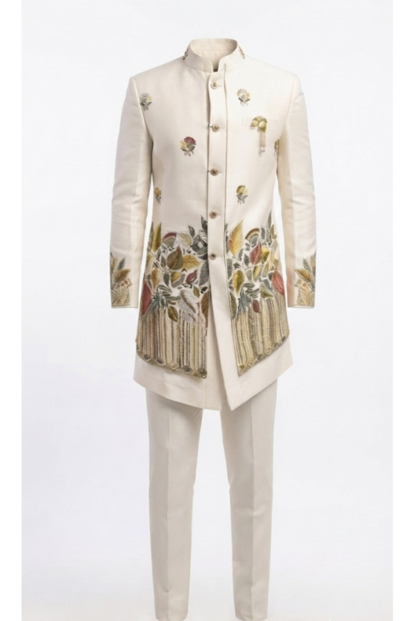 Cream Embroidered Indo-Western Set