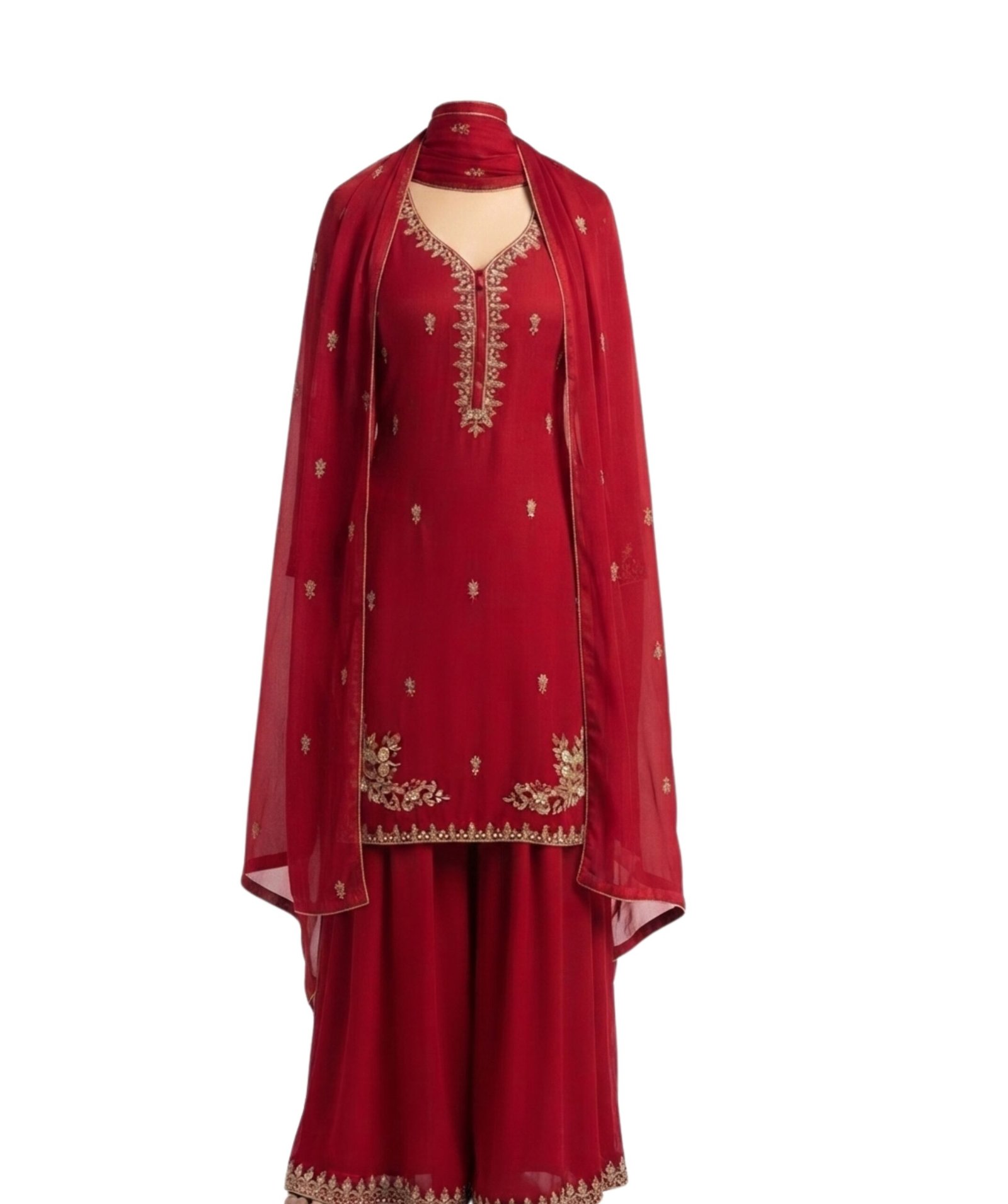 Women's Maroon Embroidered Straight Kurta Set - Image 2