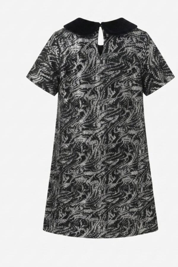 Girls Black & White Abstract Print A-Line Dress