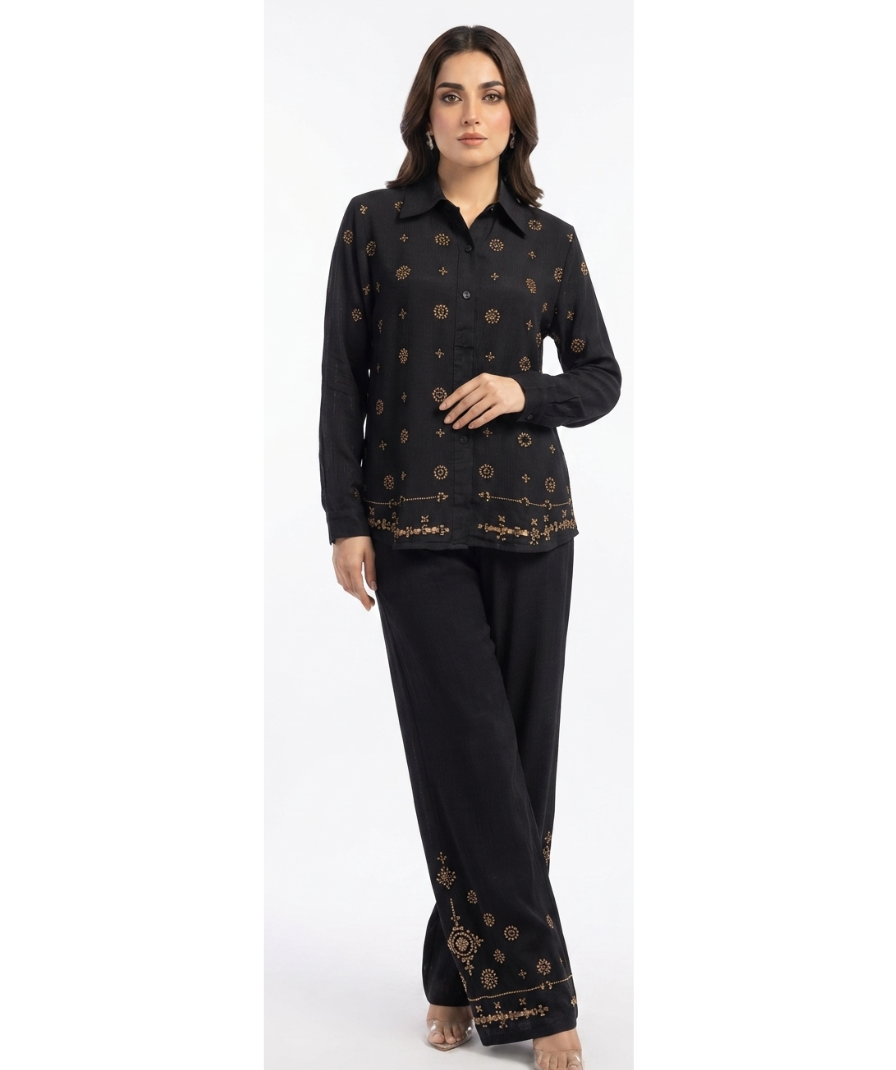 Black Embroidered Co-ord Set