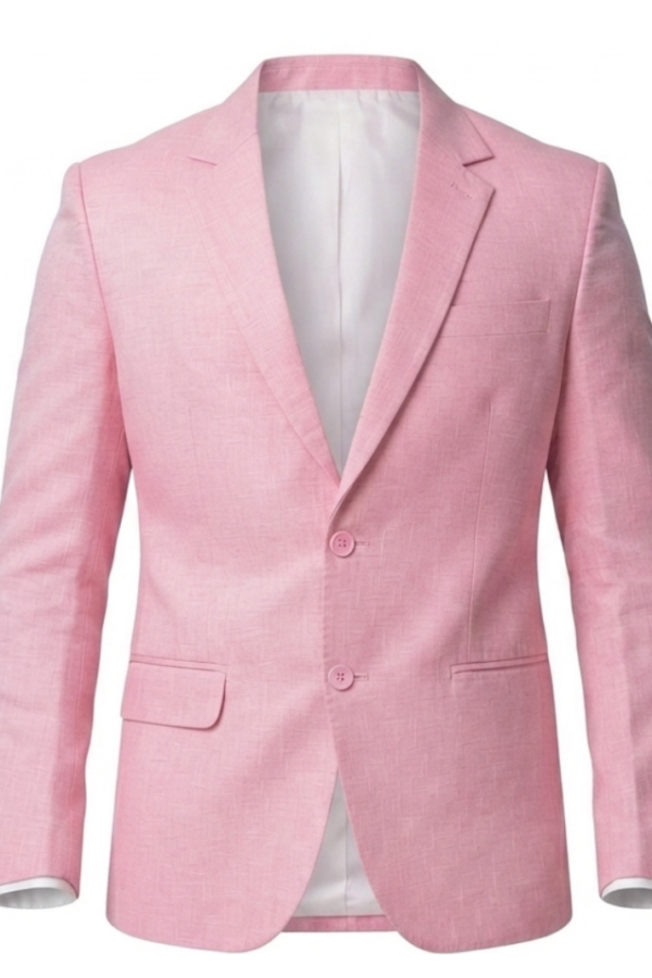 Men's Light Pink Solid Formal Blazer with Full Sleeves and Notch Lapel