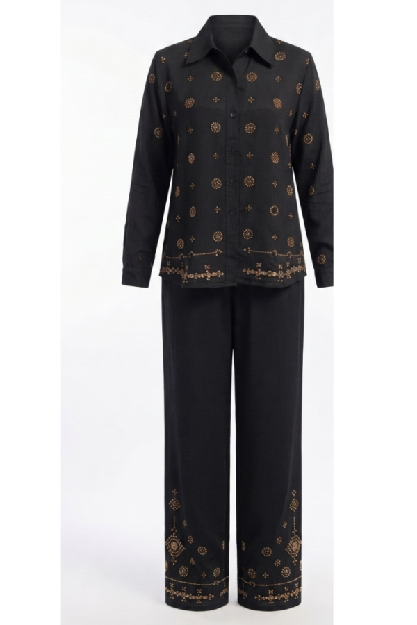 Black Embroidered Co-ord Set