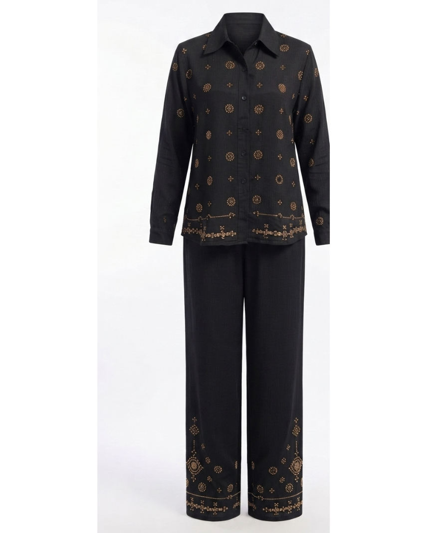 Black Embroidered Co-ord Set - Image 2