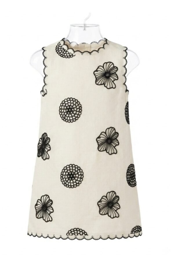 Girls Off-White & Black Floral Print Shift Dress