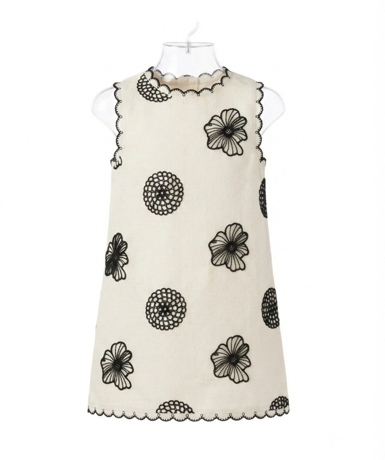 Girls Off-White & Black Floral Print Shift Dress - Image 2