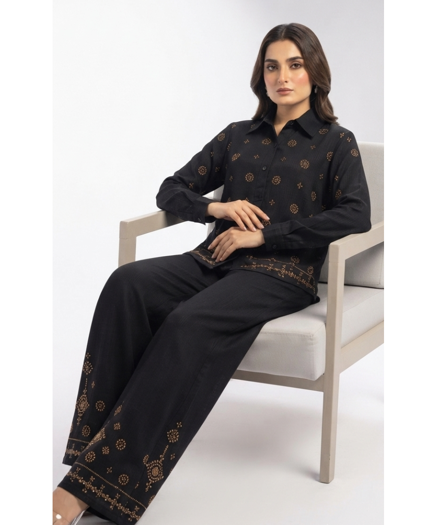 Black Embroidered Co-ord Set - Image 3