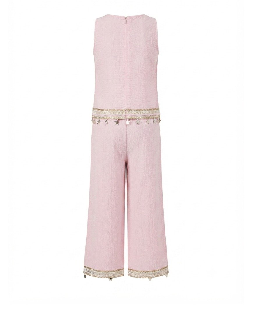 Girls Light Pink Solid Co-Ord Set - Image 3