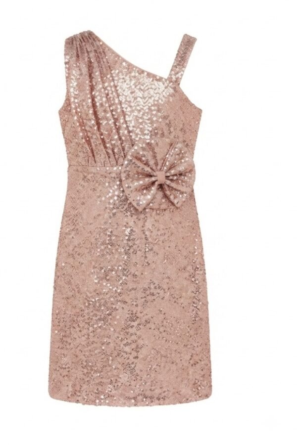 Girls Rose Gold Sequin Party Dress