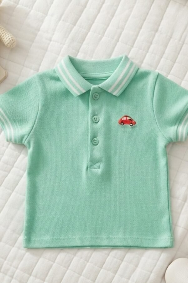 Baby Boys Mint Green Solid Polo T-Shirt