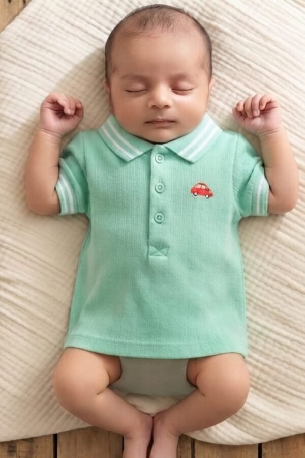 Baby Boys Mint Green Solid Polo T-Shirt