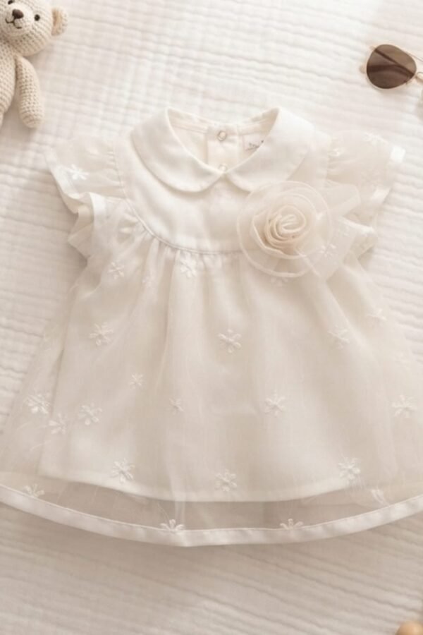 Baby Girls White Embroidered A-Line Dress