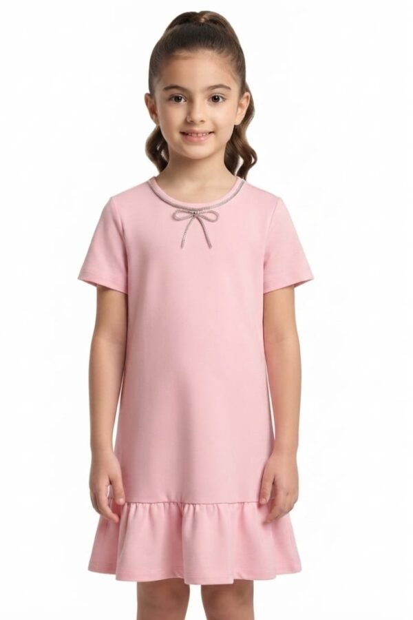 Girls Pink Solid A-Line Dress