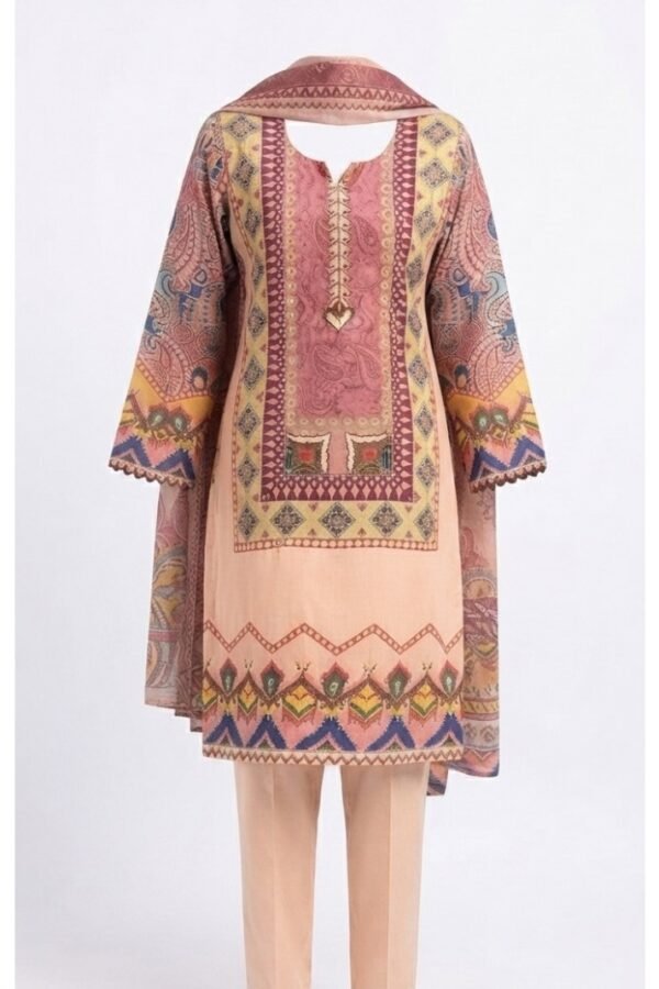 Women’s Peach & Mauve Printed Straight Kurta Set