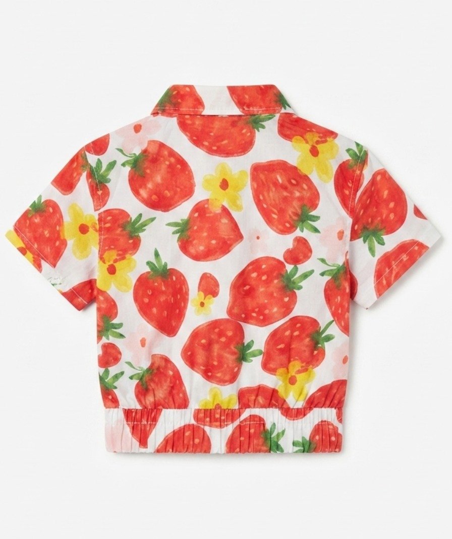 Girls White & Red Strawberry Print - Image 5