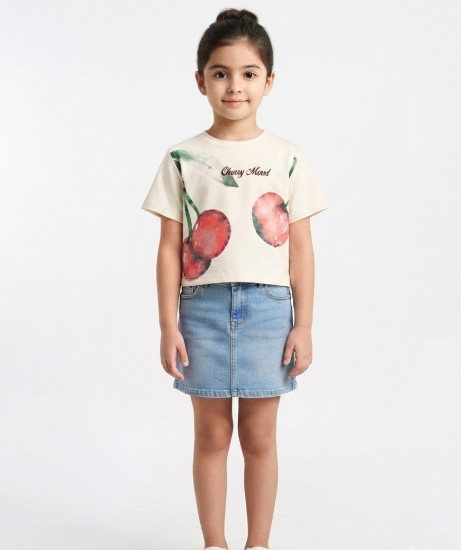 Cherry Print Crop T-Shirt