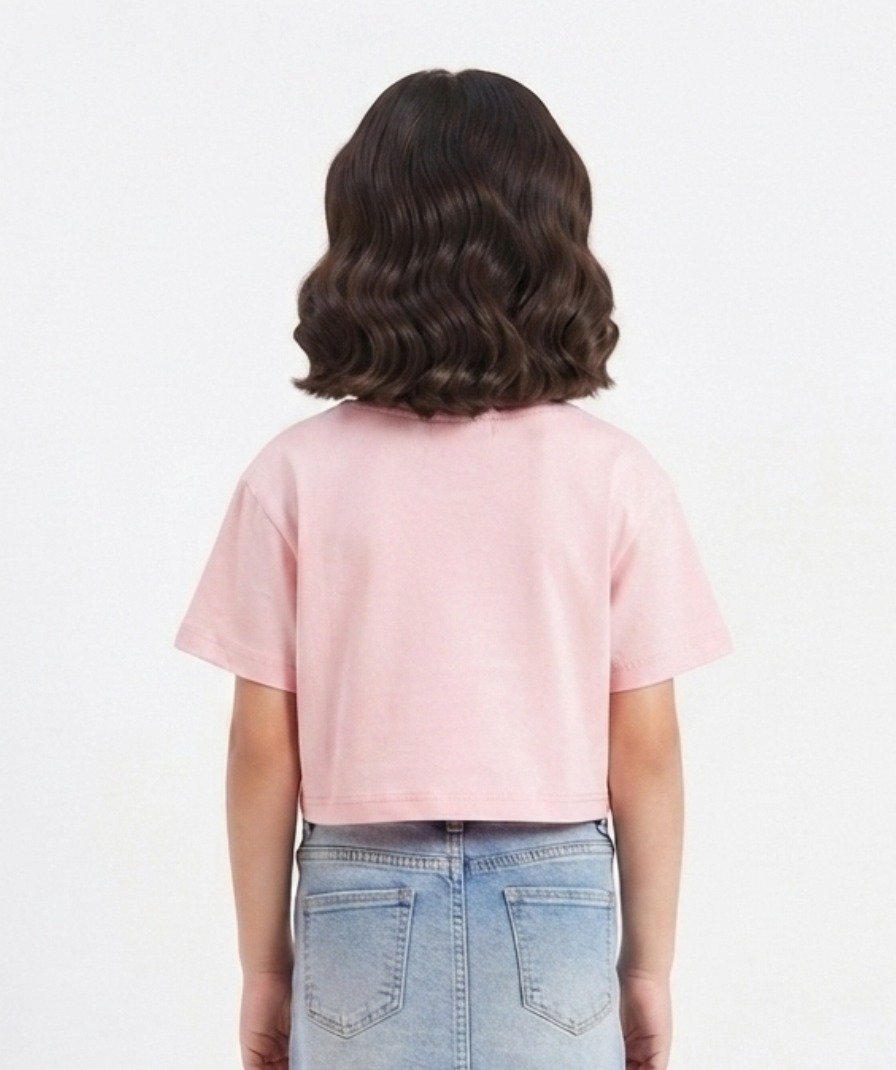 Girls Pink Cherry Print Crop T-Shirt - Image 3