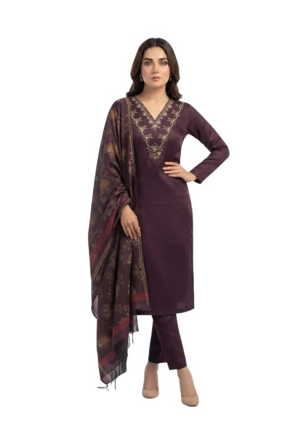 Women’s Embroidered Straight Kurta Set with Printed Dupatta