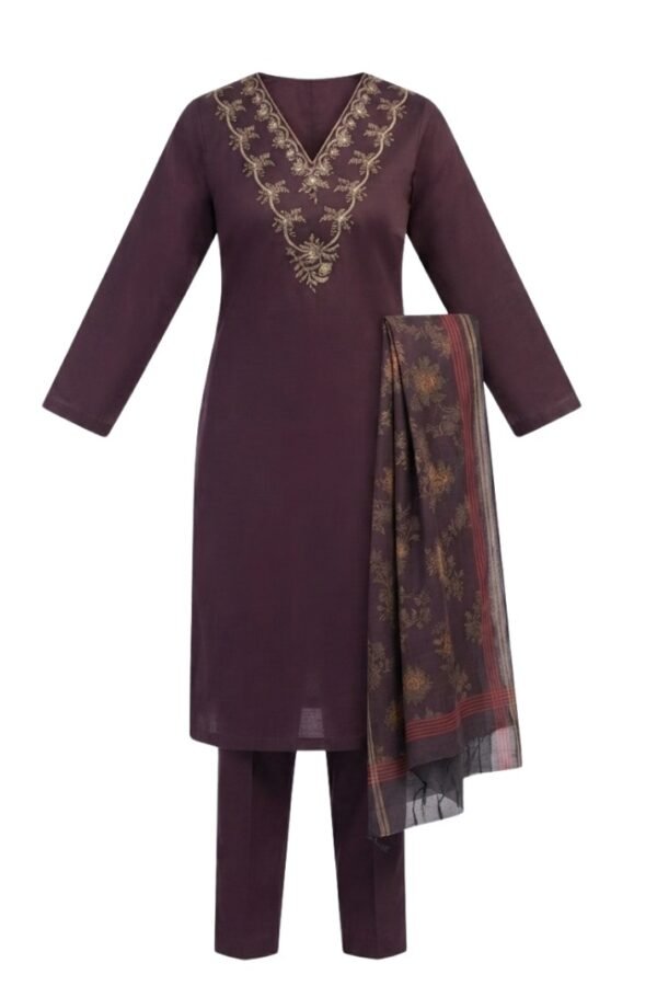 Women’s Embroidered Straight Kurta Set with Printed Dupatta