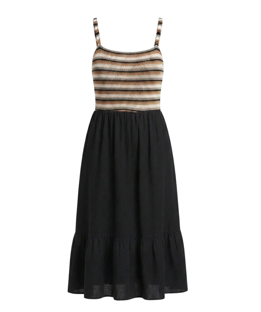 Women's Black Striped Midi Dress - Image 2