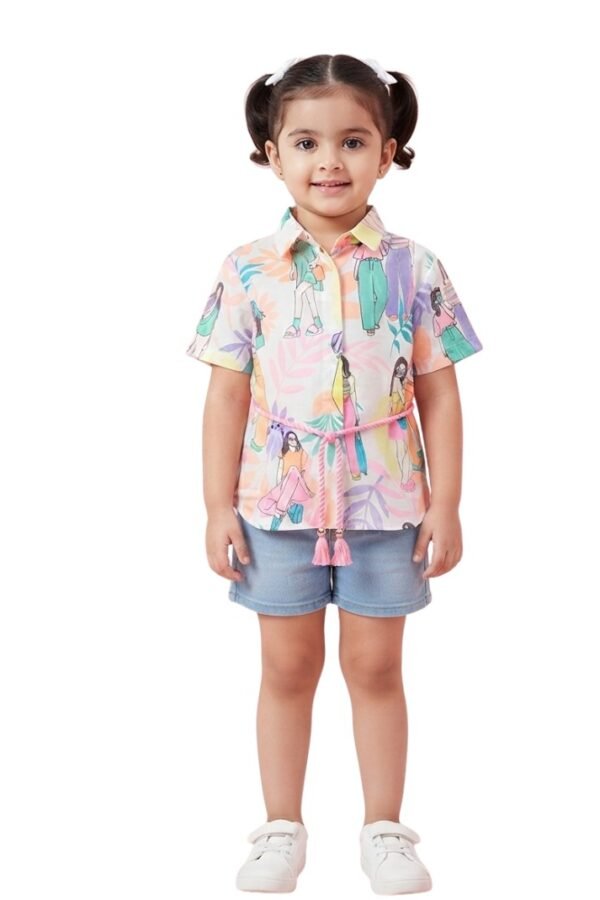 Girls Multicolor Graphic Print Shirt