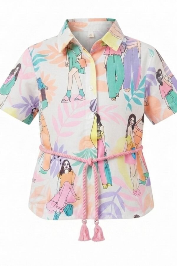Girls Multicolor Graphic Print Shirt