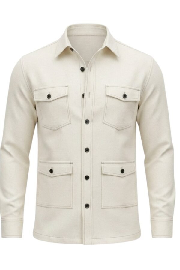 Men's Off-White Solid Overshirt