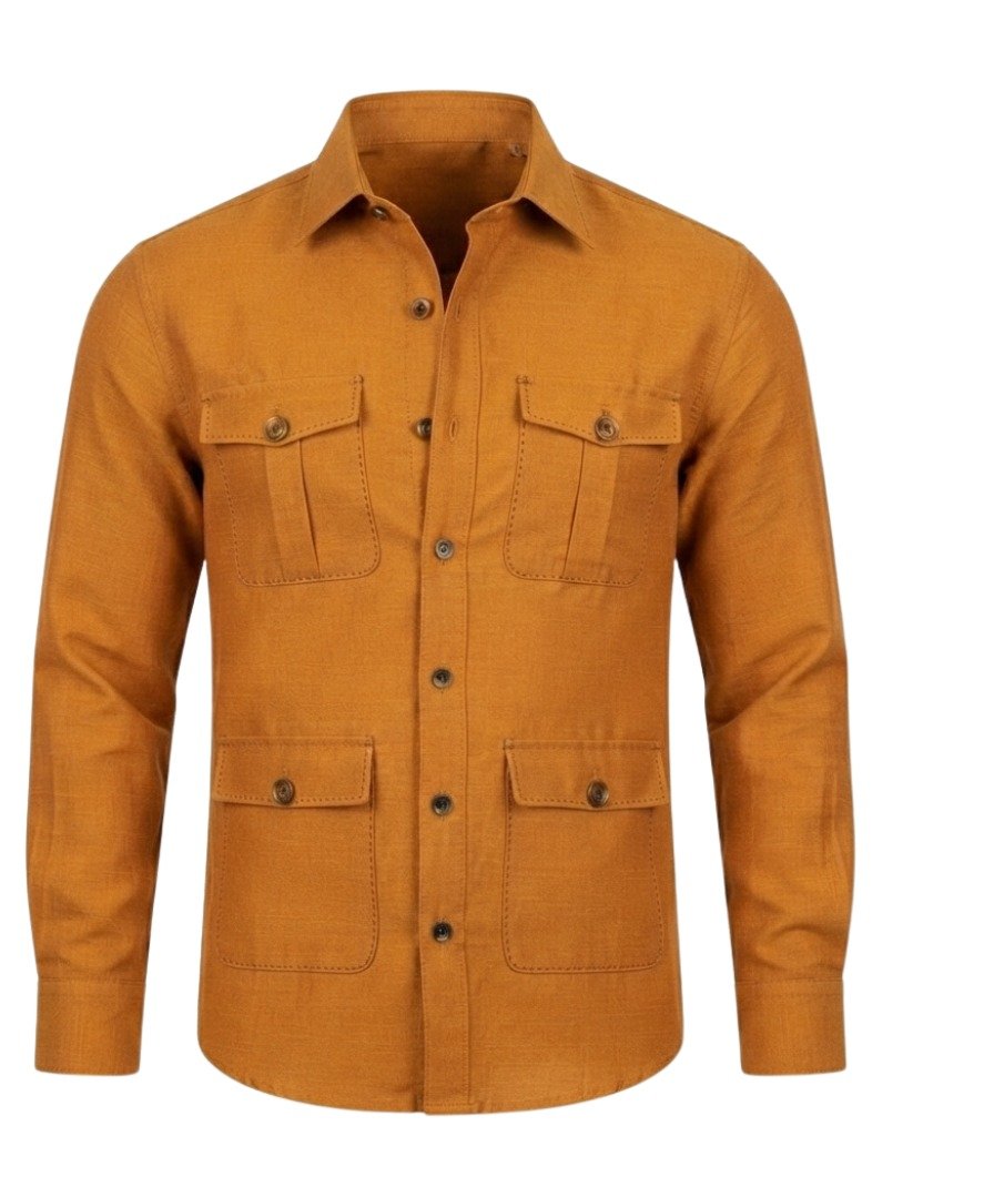 Men's Rust Orange Solid Shirt - Image 2