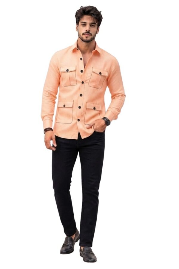 Men's Peach Solid Shirt