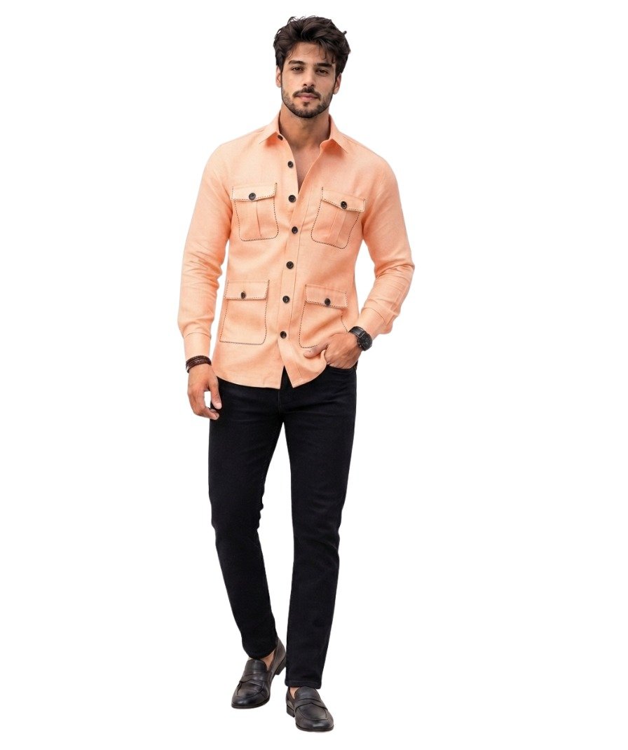 Men's Peach Solid Shirt