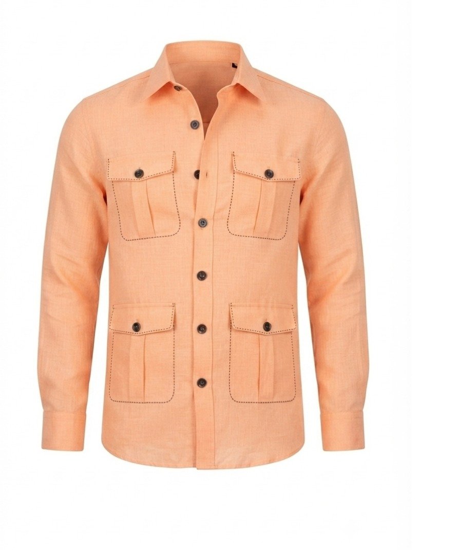 Men's Peach Solid Shirt - Image 2