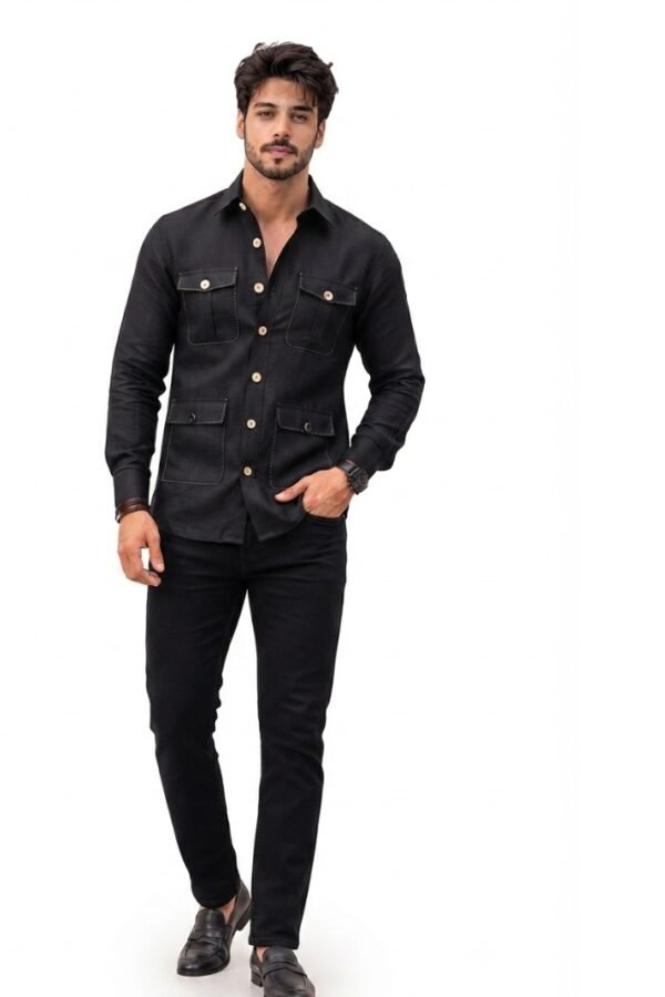 Men's Black Solid Shirt