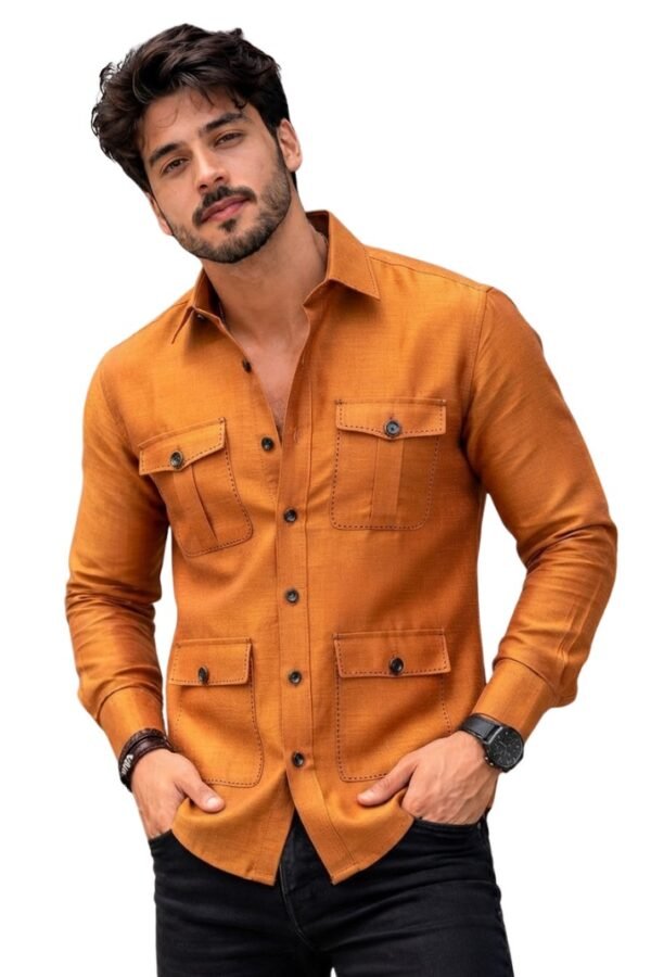 Men's Rust Orange Solid Shirt