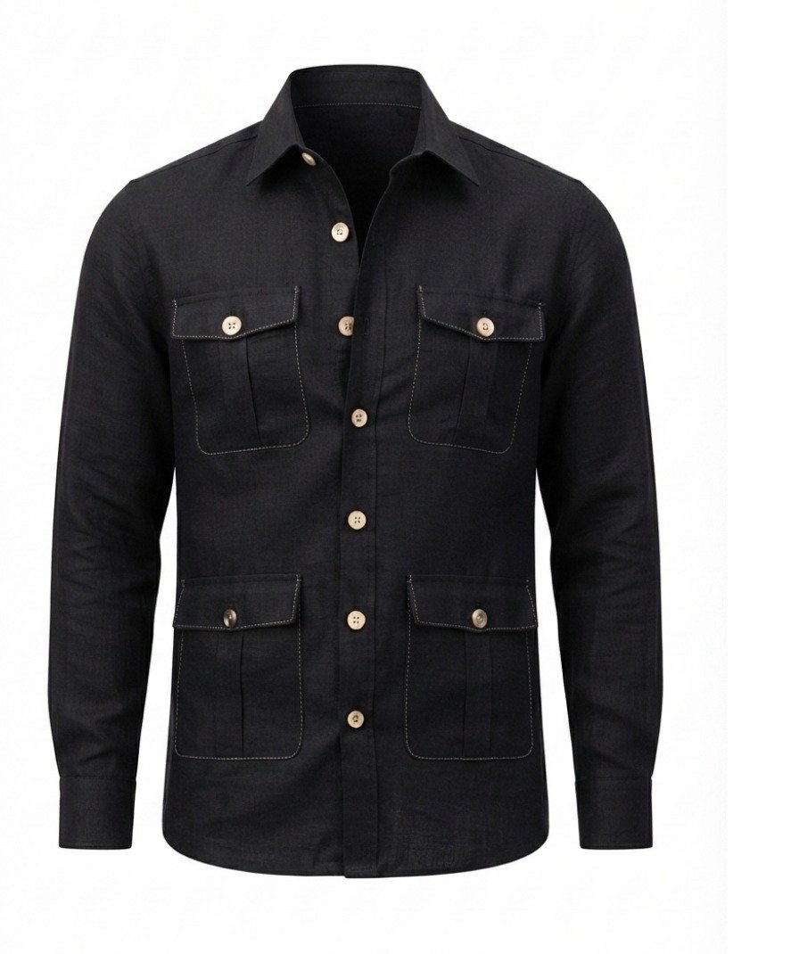 Men's Black Solid Shirt - Image 2