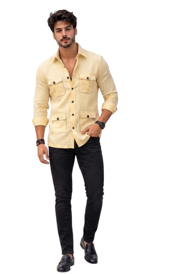 Men's Cream Solid Shirt
